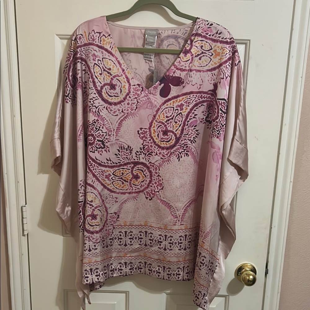 Pink Relaxed Paisley Tunic Top